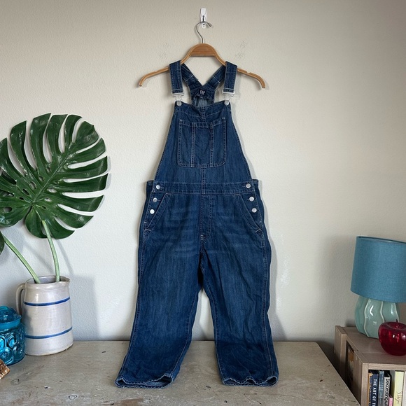 Gap Dark Wash Slouchy Overalls - Picture 1 of 11